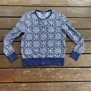 Lands end snowflake holiday print button up cardigan Nordic